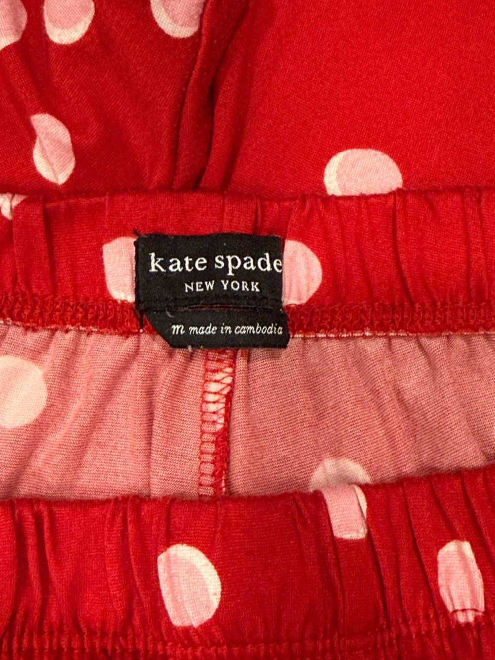 Kate Spade Red & Pink Polka Dot Pajama Long-Sleeve + Pants Set Women's Medium - Picture 4 of 11